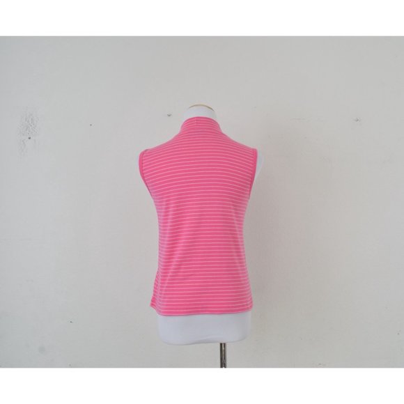 Vintage 90s Bubble Gum Pink Striped Mockneck Top - Picture 5 of 10